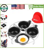 Stainless Steel 4-Cup Egg Poacher Tray with Silicone Mitt - Dishwasher Safe - $738.34 MXN
