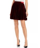 NWT Women&#39;s Rebecca Taylor Burgundy Velvet Pleated Mini Skirt Sz 12 - $148.92 CAD