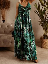 Smocked Printed Surplice Maxi Cami Dress - $44.95