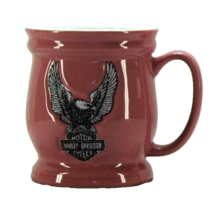 HARLEY-DAVIDSON Motorcycles Mug Cup 12oz Pink 3D Logo Crushed Glass Eagle - £35.14 GBP