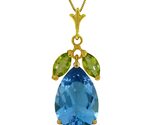 Galaxy Gold GG 14K Solid Yellow Gold Natural Blue Topaz and Peridot Pend... - $589.04