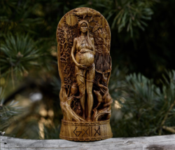 Goddess Gaia Handcrafted Wooden Statue Embrace the Divine Mother of All New Gift - £79.24 GBP