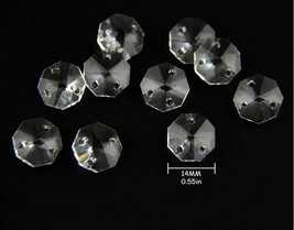 100PCS 14mm 3 Holes Crystal Octagon Bead Prism Chandelier Lamp Lighting ... - $15.72