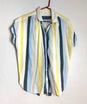 Time and Tru Womens Size S Oversize Button Up Shirt Top Striped Crinkle Gauzy - £8.51 GBP