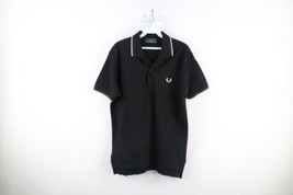 Vintage Fred Perry Mens 34 87cm Striped Collared Short Sleeve Polo Shirt Black - £47.44 GBP