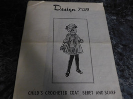 Childs Crocheted coat, Beret and Scarf Design 7139 - £2.39 GBP