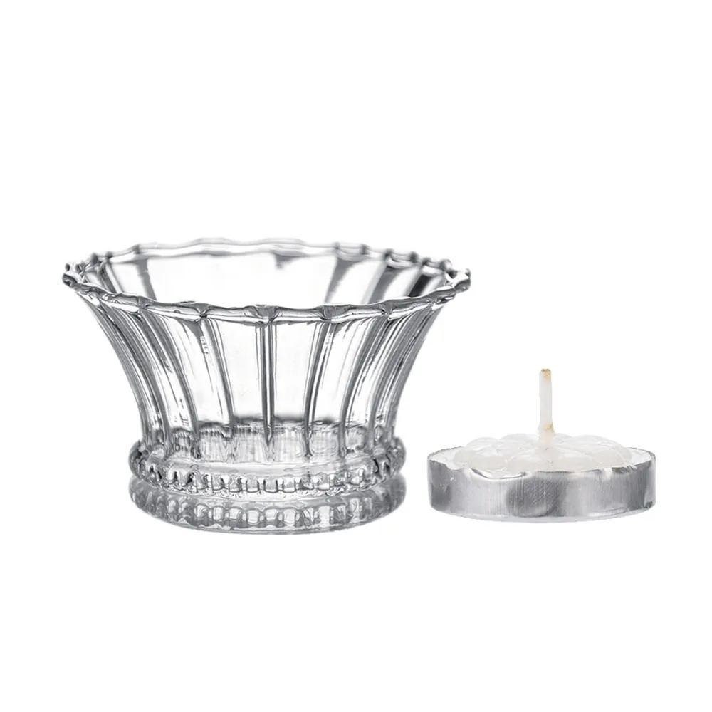 Long Candle Holders Creative Candle Lit Dinner Cup Transparent Gl Stripe... - £131.72 GBP