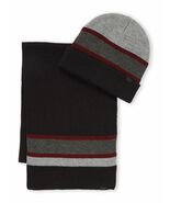 NEW LEVI&#39;S  Two-Piece Black Stripe Cuff Beanie &amp; Scarf Set - €13,71 EUR