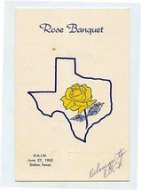 Rose Banquet Menu Program National Association Insurance Women Dallas TX 1963  - £14.01 GBP