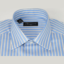 Men Reddington 100% Cotton Dress Sports shirt Regular Modern fit 175 Blue Stripe image 2