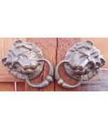 Vtg Pair LION Door Knocker/Handels-Metal-4.5&quot; Lion Head-3D-Mid Century - $191.99 CAD
