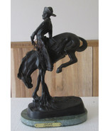 FREDERICK REMINGTON &quot;Outlaw&quot; Statue of Wrangling Cowboy Signed Bronze - £380.26 GBP
