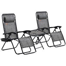 Outsunny Zero Gravity Chair Set w/Table, Folding Recliner, Gray - $3,802.36 MXN
