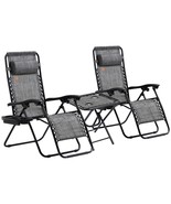 Outsunny Zero Gravity Chair Set w/Table, Folding Recliner, Gray - $3,748.36 MXN