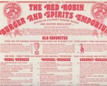 The Red Robin Burger And Spirits Emporium Menu 1980 Colorado  - £37.42 GBP