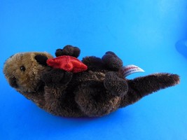 Aurora Sea Otter Plush Brown with Red Starfish  9&quot; incl tail - £4.70 GBP