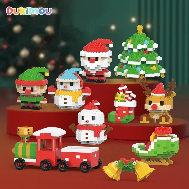 Mini Santa Claus Christmas Tree Building Blocks Spirit Elk Snowman Train Sled - £9.52 GBP+