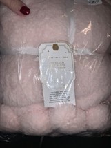 Pottery Barn Kids Sherpa Pom Pom Throw Cozy Blanket Baby Pink 50X60 New Blush - £39.56 GBP