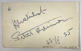 Gretl Theimer (d. 1972) Signed Autographed Vintage 3x5 Index Card - $19.99