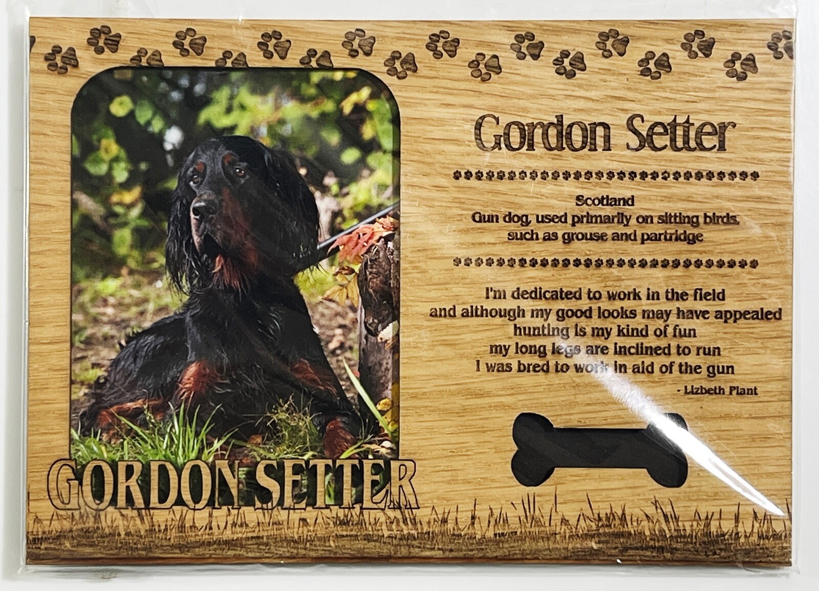 GORDON SETTER Dog Profile Laser Engraved Wood Picture Frame Magnet - $9.90