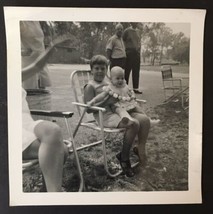 Vintage Snapshot Photograph of Child with Baby on Lap July 1968 ID&#39;d on Back - $6.00