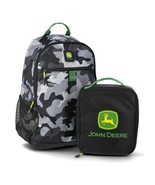 John Deere Camo Backpack Lunch Bag Set Gray Black Detachable Insulated New - $493.72 MXN