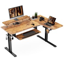 EUREKA ERGONOMIC L Shaped Standing Desk with Keyboard Tray, 61&quot; Electric Height  - £874.72 GBP