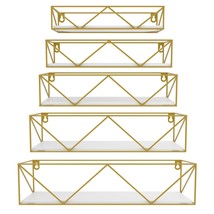 Gold Floating Shelves Wall Mounted Set Of 5, Hanging Storage Floating Shelf For  - £43.15 GBP