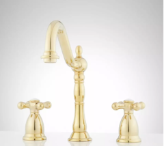 New Polished Brass Victorian Widespread Bathroom Faucet with Cross Handl... - $234.95