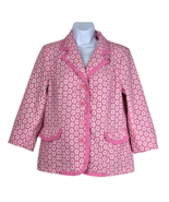 Victor Costa Occasion Sz S Blazer Jacket Pink and White Geometric Eyelet... - £35.27 GBP