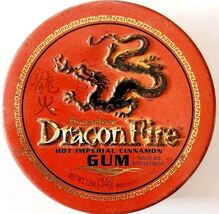 Dragon Fire Hot Imperial Cinnamon Gum Tin Empty 2001 Vintage Red Black E90 - $371.27 MXN