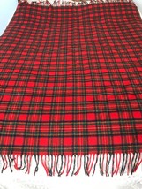 Vintage Pendleton Plaid  100% Wool  Blanket w Fringe  54 x 74 twin bed - £59.13 GBP