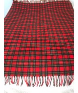 Vintage Pendleton Plaid  100% Wool  Blanket w Fringe  54 x 74 twin bed - £58.42 GBP