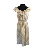 Merona Size 10 Sleeveless Dress Self belted Ruffle Neckline Tan Brown - £9.80 GBP
