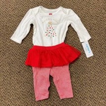 Girls Christmas Bodysuit Tutu Pants MERRY AND BRIGHT 2 Pc Red White Set- 3 mths - £14.01 GBP