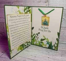 Catholic Pocket Relic Shrine St Saint JUDE Flat Medal Gold Tone Bible Bookmark  - £5.73 GBP