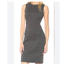 Calvin Klein Geometric Sleeveless Dress Black White Size 2 Sheath Fitted... - $34.65