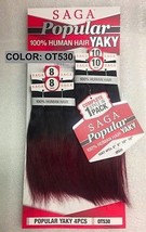 SHAKE N GO SAGA POPULAR YAKI 100% HUMAN HAIR 4 PCS (8&quot;,8&quot;,10&quot;10&quot;) COLOR ... - £22.01 GBP