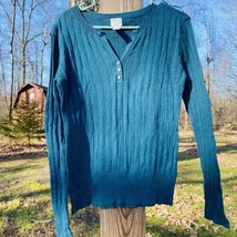 Vintage Juniors XL Deep Teal Long Sleeve Sweater Shirt - £7.76 GBP