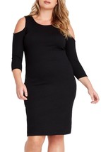 Black Cold Shoulder Midi Dress Plus Size - $69.00