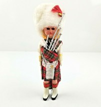Vintage British Scotland Royal Guard Doll Kilt Bagpipe Sleepy Eyes Plastic 8&quot; - £10.38 GBP