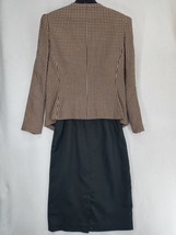 Vintage 2 Piece Leslie Fay Sz 10 Black/Beige Suit Padded Shoulder Jacket &amp; Skirt - £14.93 GBP