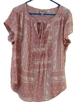 Como Vintage Women&#39;s Flutter Sleeve Full Button Tie Front, Pink Paisley - $14.99