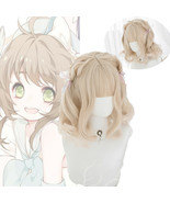 Bang Dream! Yukina Cute Milk Gold Curly Medium Full Hair Wigs Girls Cosp... - $25.99