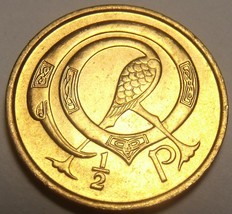 Ireland 1975 Half Penny Gem Unc~Neck Twisted Bird~Free Shipping - £3.35 GBP