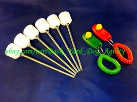 6 Weave Pole Pegs & 2 Dog Training Clickers,  Agility Equip., Cut Your Own Poles - $14.99