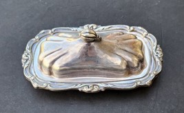 Covered Butter Dish Silverplate Glass Dish English Silver Mfg Corp  - $28.49