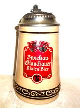 Glachauer Bier Zwickau lidded German Beer Stein - $24.95