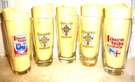 5 Lowenbrau Ganter +1981 Freiburg German Beer Glasses - £15.76 GBP