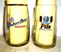 2 Pschorr Brau &amp; Lowenbrau Munich German Beer Glasses Seidel - £15.94 GBP